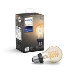 Philips Hue White A19 LED 40W Equivalent Dimmable Wireless Edison Smart Light Bulb with Bluetooth - Super Arbor Philips Hue Lights, Smart Lights, Smart Bulb, Vintage Bulb, Smart Light Bulbs, Philips Hue, Hue Philips, Filament Bulb, Smart Lighting