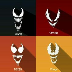 four different versions of the spiderman and wolverine logos, each with their own name