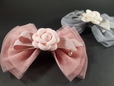 Tulle Ribbon, Pearl Ribbon, Tulle Bow, Unique Hair Accessories, Pearl Bow, Tulle Bows, Tulle Flowers, Unique Hair, Baby Hair Bows