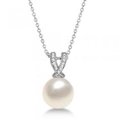 Paspaley Cultured South Sea Pearl & Diamond Pendant 14K White Gold (12mm) - Allurez.com Fine Jewelry Pearl Necklace With Brilliant Cut Round Pendant, Diamond White Round Cut Pearl Jewelry, Diamond Pearl Pendant Necklace, Anniversary Pearl Necklace With Diamond Accents, White Cubic Zirconia Pearl Drop Necklace, Diamond White Akoya Pearl Round Jewelry, White Akoya Pearl Jewelry With Diamond Accents, Timeless White Pearl Necklace With Diamond Accents, Diamond White Pearl Drop Necklace