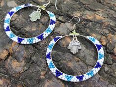 Bohemian Blue Beaded Round Earrings, Blue Bohemian Beaded Round Earrings, Bohemian Blue Round Beaded Earrings, Handmade Blue Beaded Hoop Earrings, Handmade Blue Beaded Small Hoop Earrings, Handmade Bohemian Blue Hoop Earrings, Handmade Blue Bohemian Hoop Earrings, Blue Bohemian Handmade Hoop Earrings, Blue Small Hoop Earrings For Festival