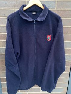 "Vintage 1990s Stanford University Full Zip Fleece Sweatshirt - Size L (Length 28\" Chest 23\")  - Overall great vintage condition - No holes no stains - Message for more information Please take note of the measurements listed as these are vintage clothes and may fit different than the tag size. Follow our page for more vintage clothing drops! Connect with us on Instagram: @recurarchives" Vintage Fleece Winter Tops, Vintage Fleece Tops For Winter, 90s Crew Neck Outerwear For Fall, Vintage Fleece Sweatshirt For Winter, 90s Style Outerwear With Crew Neck For Fall, Casual Crew Neck Fleece Jacket, Vintage Long Sleeve Fleece Top, 90s Fleece Sweatshirt For Fall, 90s Style Sweater For College In Winter