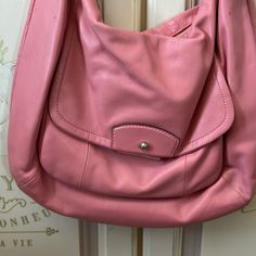 Puddley Soft Deep Pink Coach Shoulder Bag Very Good Condition Few Marks On Lining Lamb Leather 100 Percent Authentic Silver Hardware Like New Large Pocket Inside 1 Med Pocket 1smaller Plenty Of Organization, Inside And Out Large Pocket On Front Of Bag Plenty Of Room For Keys, Phone, And Most Anything Else As Is Condition With Very Little Effort Can Look Brand New Comfortable Padded Shoulder Strap Coach Pink Pouch Shoulder Bag, Coach Soft Leather Shoulder Bag, Coach Satchel With Adjustable Strap For Errands, Coach Pouch Shoulder Bag For Everyday Use, Coach Shoulder Bag With Adjustable Strap For Errands, Coach Bag With Adjustable Strap For Everyday, Coach Pouch Bag For Everyday Use, Coach Soft Leather Satchel Shoulder Bag, Coach Hobo Satchel Bag For Daily Use