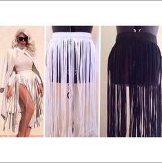 A customer asked me to make this for her and it's been a HIT ever since! A fashion statement is the least to describe it. You will definitely be the life of the party with this fringe skirt. Whether you're at a party, a resort, or just out & about, rock it & MAKE one heck of an entrance! Treat yourself and purchase one custom special made to fit you today!  Free shipping USA **Color options: Black or White **Skirt sold by itself. Top, Underwear & Coat not included. Photo used as a visual reference only. **Outside of USA, post office requires a contact phone number before shipping. **This is a custom order. Please include your "height and high waist measurement." (The measurement around your belly button) **Please give 2 weeks to complete this custom order before it is sent out. **Outside U Skirt Crochet, Belted Skirt, Visual Reference, Sheer Skirt, Fringe Skirt, Life Of The Party, Crochet Skirt, Waist Measurement, Skirt Belt