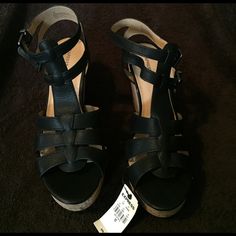 Brand New, With Tags. Express Black Platforms. I Bought Them And Never Took Them Back! Casual Synthetic Wedge Sandals With Stacked Heel, Black Platforms, Wedge Platform Sandals, Black Platform, Womens Shoes Wedges, Platform Wedges, Platform Sandals, Wedges, Size 10