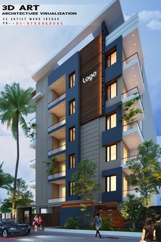 an artist's rendering of a modern apartment building