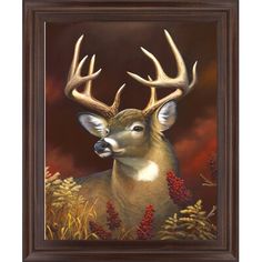 a painting of a deer with antlers on it's head