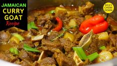 the jamaican curry goat recipe is ready to be eaten