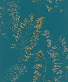 Feather Shrub Wallpaper in Teal/Gold from the Olio Collection Teal Wallpaper Dining Room, Entrance Wallpaper, Light Teal Wallpaper, Teal And Gold Wallpaper, Cath Kidston Wallpaper, Gold Metallic Wallpaper, Metallic Texture, River Phoenix, Teal Wallpaper