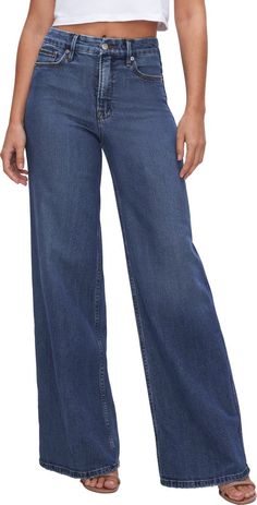 Good American Good Skate High Waist Wide Leg Jeans | Nordstrom Cheap Classic Wide Leg Bottoms, Modern Medium Wash Full Length Bottoms, Modern Full-length Bottoms In Medium Wash, Modern Full-length Medium Wash Bottoms, Modern Full Length Medium Wash Bottoms, Versatile Full Length Jeans For Fall, Versatile Full Length Flare Jeans For Fall, Stretch Wide Leg Cropped Jeans, Modern Mid-rise Wide Leg Pants With Five Pockets