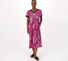 The caftan: summer's favorite silhouette. Fluid and feminine, this warm-weather staple flatters every figure with its easy, breezy nature. Throw it on over your swimsuit as an upscale cover-up, pair it with bold bangles and statement earrings when you take it out for brunch, or wear it around the house on those relaxed weekends. This caftan isn't just a style -- it's a lifestyle. From Stan Herman. Summer Favorites, Easy Breezy, Warm Weather, The Hamptons, Statement Earrings, Cover Up, Bangles, Relaxed Fit, V Neck