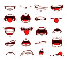 various mouths and tongues with different expressions