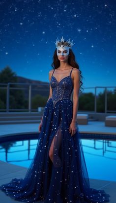 Celestial Beauty Celestial Dress Gowns, Celestial Masquerade, Celestial Ball Gown, Celestial Costume, Celestial Outfit, Masquerade Outfit Ideas, Celestial Dress, Masquerade Outfit