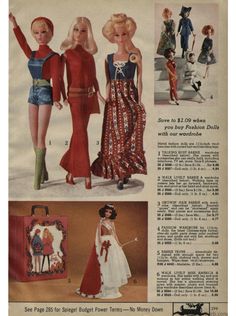 an advertisement for barbie dolls from the 1950's