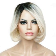 PRICES MAY VARY. This ombre colors bob wigs help you to make a distinctive looking on Halloween, cosplay theme parties, weddings, prom, evening out and any other occasion. Length:8" --- style:straight---color:white with dark roots, as the picture shows.There may be difference between the picture and the actual product due to the monitor setting. Material:100% high quality Heat Friendly Synthetic fiber, it looks, moves and feels like real hair with affordable price and very easy to apply. Wig cap Bride Of Chucky Costume, Short Ombre, Stylish Short Hair, Bride Of Chucky, Straight Wigs, Cheap Wigs, Wig Short, Short Hair Wigs, Ombre Wigs