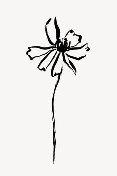 a black and white drawing of a flower