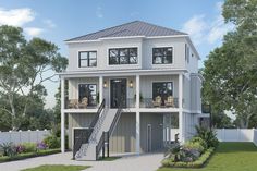 this is an artist's rendering of a two - story house with stairs leading up to the second floor