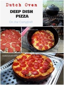 several pictures of deep dish pizza on the grill with instructions to make it and how to cook them