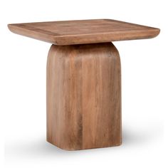 a wooden table with a square shaped top on it's legs, against a white background