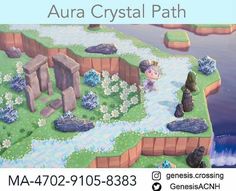 an animal crossing game is shown with the caption'aura crystal path'above it