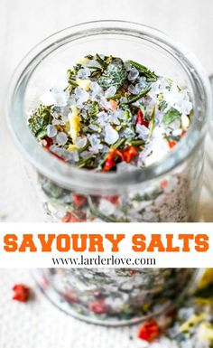 savour salts in a jar with text overlay