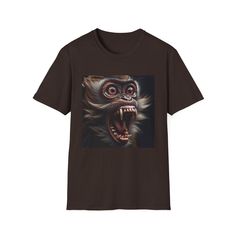 Angry Chimp Unisex Loose Fit Relaxed Soft T-Shirt 💚 HOW TO ORDER 💚 1. Check our photos for sizing and color options. 📏 2. Choose your quantity. Feel free to add as many shirts as you wish! ✨ 3. Select your size and color from the drop-down menus. ✨ 4. Click "ADD TO CART" to add the shirt to your virtual cart. 🛒 5. Click "PROCEED TO CHECKOUT" to purchase your shirt. 🛒 6. Your shirt is now off to production! We will process your order and your shirt will be ready for shipment in 1-4 days! 🎁 Brown Short Sleeve T-shirt With Graphic Print, Brown Graphic Print T-shirt With Short Sleeves, Brown Crew Neck Graphic Tee, Brown Graphic Tee Shirt With Graphic Print, Brown Crew Neck Graphic Tee Shirt, Brown Crew Neck T-shirt With Screen Print, Pre-shrunk Brown Crew Neck T-shirt, Brown Graphic Print T-shirt, Brown Short Sleeve Top With Sublimation Print