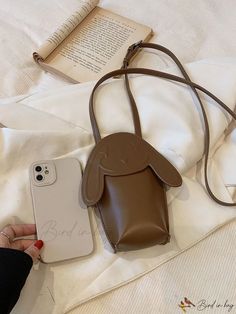 Bird in Bag - Solid Color Portable PU Magnetic Clasp Fashion Crossbody Bag Suitable for Womens Daily Use Cute Brown Crossbody Shoulder Bag, Cute Brown Mobile Phone Bag, Cute Portable Brown Bag, Novelty Bags, Bag Bag, Bird In Bag, Magnetic Clasp, Crossbody Bag, Magnets