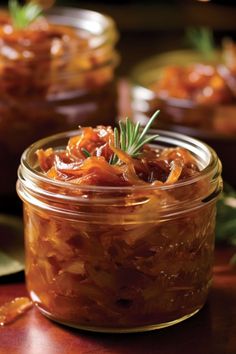 a jar filled with food sitting on top of a table