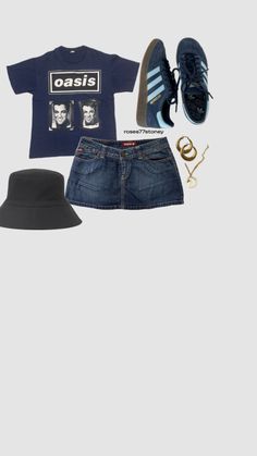 my fit for oasis 2025🔥 #oasis #outfit #denimskirt #goldjewellry #fyp Oasis Aesthetic Outfits, Oasis Outfit Ideas, Sza Concert Outfit