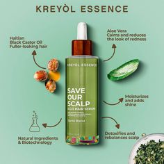 Save Our Scalp Serum (S.O.S Serum) | Kreyol Essence Haitian Black Castor Oil, Scalp Serum, Black Castor Oil, Hair Help, Dry Scalp, Scalp Care, Hair Down, Biotechnology, Hair Serum