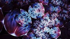 an abstract image of blue and purple flowers