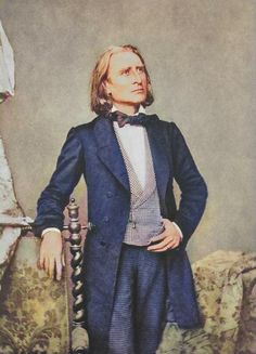 a painting of a man in a blue suit and bow tie with his hands on his hips