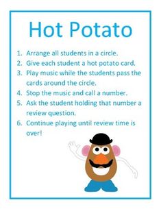 Free! Hot Potato Review Game Hot Potato Game Ideas, Classical Conversations Review Games, Hot Potato Game, Classical Conversations Foundations, Grammar Review, Hot Potato, Teaching Game, Physical Education Games, Classical Conversations