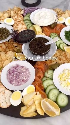 a platter filled with different types of food