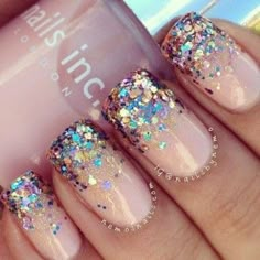 New Years Nail Art, Glitter French Manicure, New Years Nails, New Years Eve Nails, Wedding Nails Glitter, Mermaid Nails, Super Nails, Trendy Nail Design