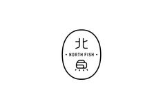 the logo for north fish is shown in black and white