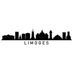 the skyline of limooes is shown in black and white, with buildings on each side