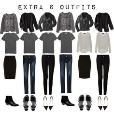 Women's+French+Chic+Wardrobes | Extra 6 Outfits from the 5 Item French Wardrobe Black And White Capsule Wardrobe, White Capsule Wardrobe, Black Capsule Wardrobe, French Wardrobe, Minimalist Capsule Wardrobe, Clothes And Shoes, Fashion Capsule