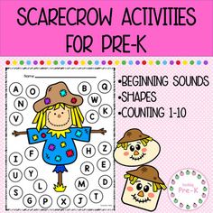 scarecrow activities for prek beginning sounds and shapes