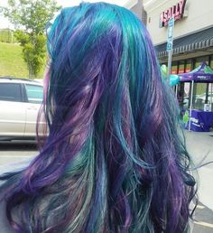 my little pony ★ aesthetic Blue Hair With Purple Streaks, Purple And Turquoise Peekaboo Hair, Purple Green And Blue Hair, Turquoise And Blue Hair, Purple Green Blue Hair, Purple And Teal Aesthetic, Purple Teal Hair, Purple And Teal Hair