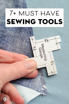 someone is sewing on the side of a piece of fabric with text overlay that reads, 7 must have sewing tools