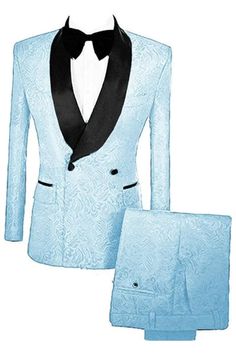 Color: Light BlueButton: Double BreastedOccasion: Prom, Wedding, BusinessNeckline: Shawl LapelMaterial: Polyester & Polyester BlendPattern: JacquardPiece: 2 PiecePocket: With Flap Groom Tux, God Things, Great Hairstyles, Groomsmen Suits, Tuxedo Wedding, Slim Fit Blazers, Blue Sparkles