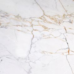 a white marble counter top with gold veining