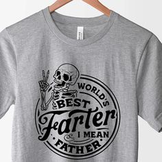 This graphic tee is a great gift for that Dad that who loves funny quotes. This is a great shirt for any Dad who has the perfect since of humor. This is a great shirt that can worn for any occasion. Garments come in three colors T-Shirts, these come in a variety of sizes of your choice. We use high quality, soft flex vinyl which not only creates a sharp, vivid graphic but will never look "faded" or “washed out” like some inks commonly do. Processing time is 2-4 days, delivery will depend on your Father's Day Fan Merchandise Crew Neck T-shirt, Father's Day Fan Merchandise T-shirt With Crew Neck, Cotton T-shirt For Father's Day, Father's Day Cotton Slogan T-shirt, Father's Day Cotton T-shirt With Slogan, Father's Day Graphic Print Crew Neck Shirt, Father's Day Novelty Short Sleeve T-shirt, Father's Day T-shirt With Funny Print In Relaxed Fit, Father's Day Graphic Tee Shirt With Text Print