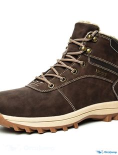 OrcaJump - Mens Plus Size Hiking Boots Sporty Outdoor PU Booties / Ankle Boots Dark Brown Red Brown Color Block for Fall Winter Brown Lace-up Work Boots For Winter, Winter Hiking Lace-up Boots With Round Toe, Rugged High-top Winter Boots, Rugged Winter Ankle Work Boots, Rugged Lace-up Martin Boots For Winter, Rugged Lace-up Winter Boots, Rugged Winter Work Boots With Round Toe, Rugged Work Boots With Round Toe For Winter, Rugged Winter Lace-up Boots