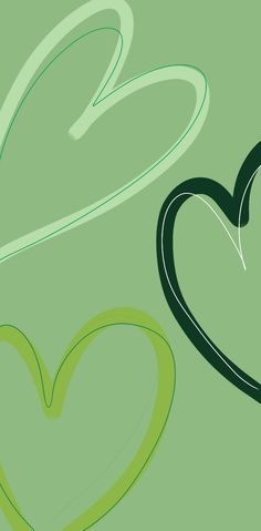 two green hearts on a light green background with black lines in the shape of a heart