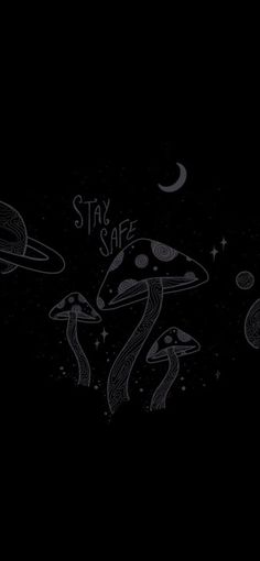 an image of some strange things in the night sky with words stay safe on it