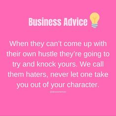 a pink background with the words business advice on it and an image of a lightbulb