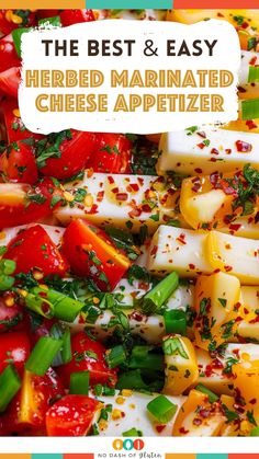 the best and easy herbed marinated cheese appetizer is made with fresh vegetables