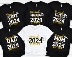 Graduation Family T-Shirt 2024,Personalized Graduation TShirt,Proud Graduate Shirt,Custom Grad Squad,Matching Graduation Tshirt,Senior Shirt ❀DETAIL❀ For printing, we use Bella Canvas and Gildan SoftStyle brand shirts, which are the best in the industry. *Bella Canvas -unisex size -4.2 oz. -Solid colors are 100% Combed Cotton and Ring-Spun Cotton. -Athletic Heather 90% Combed and Ring-Spun Cotton, 10% Polyester -All Heather CVC Colors 52% Combed and Ring-Spun, 48% Polyester *Gildan SoftStyle -un Graduation Tshirt Design Ideas, Grad Shirts For Family, Graduation Tshirt Ideas For Family, Graduation Tshirt Ideas, Graduation Shirt Ideas For Family, Proud Parent Quotes, Graduation Tshirt, Graduation Shirts For Family, Graduation Tshirts